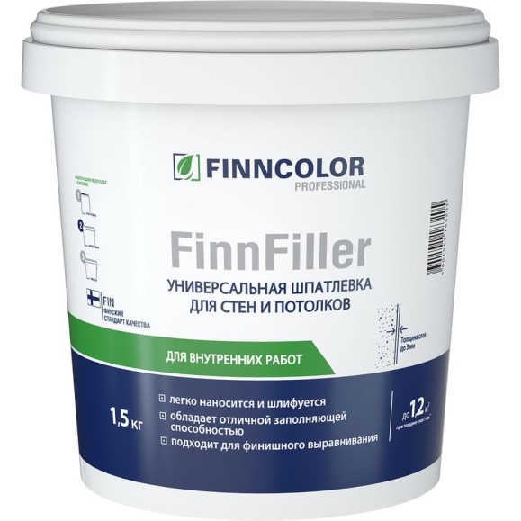 Финишная шпатлевка Finncolor Finnfiller 0,9 л 700008046 Финишная шпатлевка Finncolor Finnfiller 0,9 л 700008046