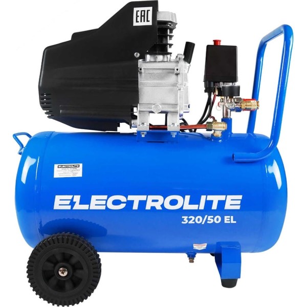 Воздушный поршневой компрессор Electrolite 320/50 EL 320 л/мин, 2000 Вт, 8 Атм, электрический, 2850 об./мин, 220В, передвижной, 19.2 м3/ч 5041