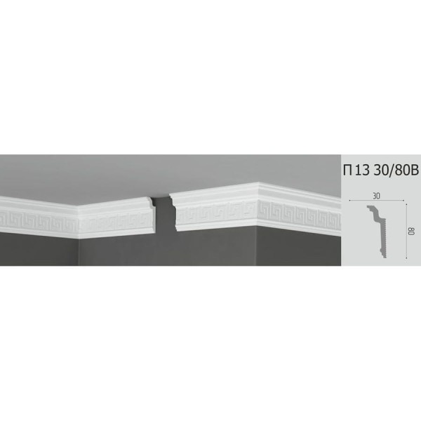 Потолочный плинтус Де-Багет П 13 30/80 В 00000002759