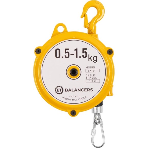Пружинный балансир ET Balancers грузоподъемность 0.5-1.5 кг, ход троса 1.3 м, модель 0.5-1.5 100585754 Пружинный балансир ET Balancers грузоподъемность 0.5-1.5 кг, ход троса 1.3 м, модель 0.5-1.5 100585754