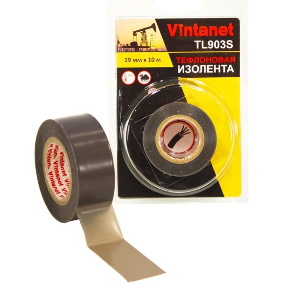 Изолента тефлоновая VINTANET 903S термостойкая, тонкая, силиконовый адгезив, 19 мм, 10 м TL903S 19MMX10M Изолента тефлоновая VINTANET 903S термостойкая, тонкая, силиконовый адгезив, 19 мм, 10 м TL903S 19MMX10M