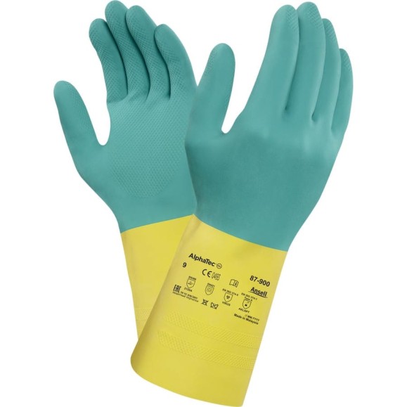 Перчатки Ansell AlphaTec Bi-Colour химстойкие, размер 7.5-8 87-900-8