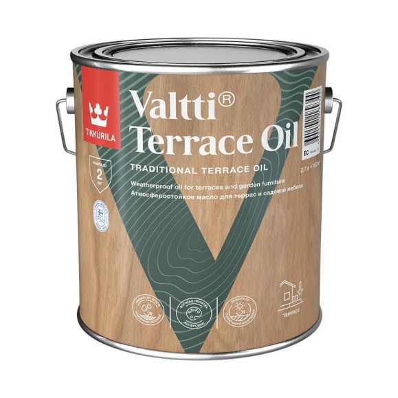 Масло для террас Tikkurila VALTTI TERRACE OIL EC 2,7 л 700010364 Масло для террас Tikkurila VALTTI TERRACE OIL EC 2,7 л 700010364