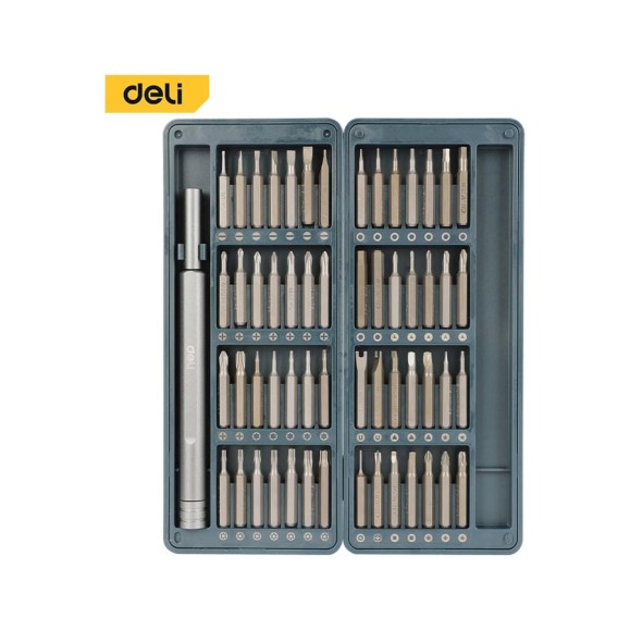 Набор прецизионных отверток Deli DL241057 56 бит, сталь S2 + Cr-V, пластиковый кейс 147045 Набор прецизионных отверток Deli DL241057 56 бит, сталь S2 + Cr-V, пластиковый кейс 147045