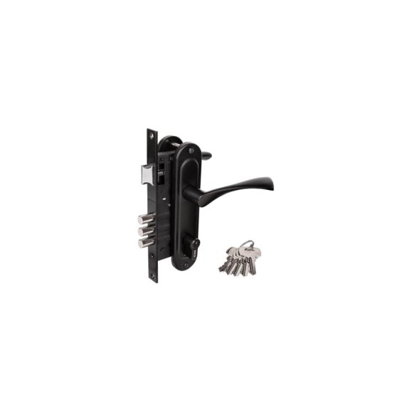 Врезной замок Marlok 70/L76 3RB 3 ригеля, межосевое расстояние 70 мм, BL черный 037189