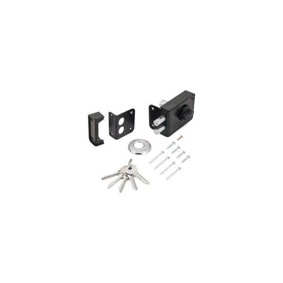 Накладной замок Marlok ЗН 1-3-1, 2 ригеля, корпус - металл+пластик, черный 020601 Накладной замок Marlok ЗН 1-3-1, 2 ригеля, корпус - металл+пластик, черный 020601