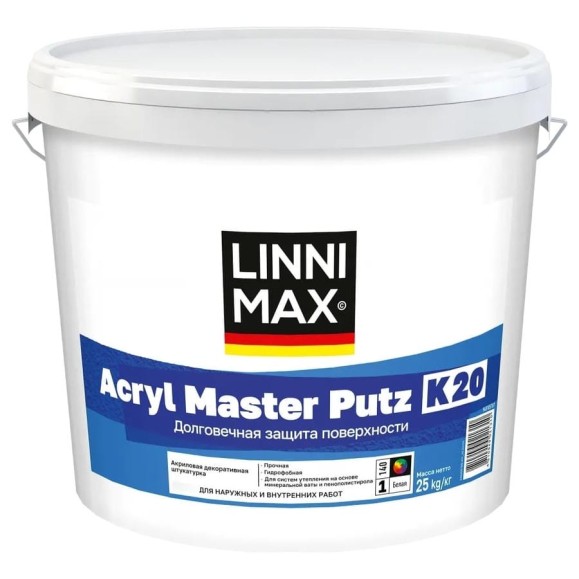 Штукатурка декоративная LINNIMAX Acryl Master Putz/Акрил Мастер Путц K15 акриловая для внутренних и наружных работ База 1, 25 кг 948105784 Штукатурка декоративная LINNIMAX Acryl Master Putz/Акрил Мастер Путц K15 акриловая для внутренних и наружных работ База 1, 25 кг 948105784