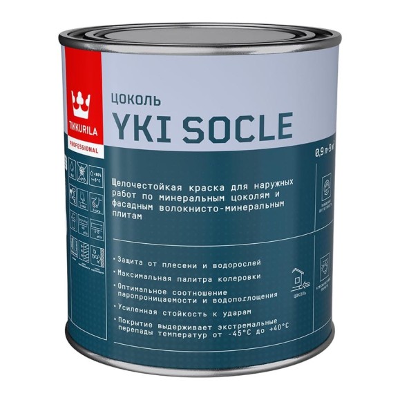 Краска для цоколя Tikkurila YKI SOCLE A мат 0,9л 700014065 Краска для цоколя Tikkurila YKI SOCLE A мат 0,9л 700014065