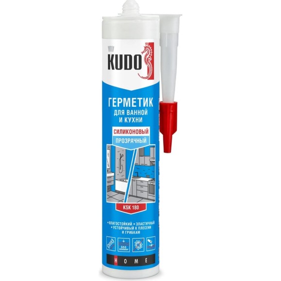 Герметик для ванной и кухни KUDO HOME силиконовый прозрачный, 280 мл KSK-180 Герметик для ванной и кухни KUDO HOME силиконовый прозрачный, 280 мл KSK-180