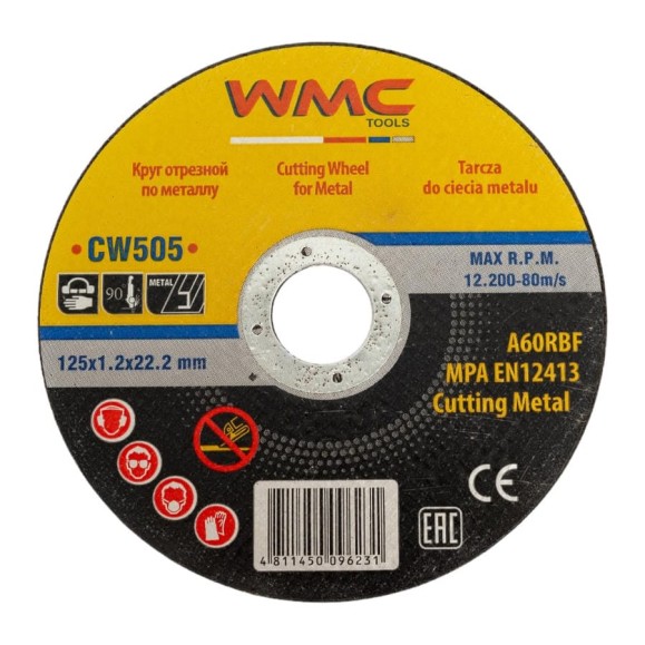 Круг отрезной абразивный 125x1.2x22.2 мм WMC TOOLS WMC-CW505(56697) Круг отрезной абразивный 125x1.2x22.2 мм WMC TOOLS WMC-CW505(56697)