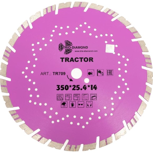 Диск алмазный отрезной TRIO-DIAMOND 350x25.4x14 Tractor TR709 Диск алмазный отрезной TRIO-DIAMOND 350x25.4x14 Tractor TR709