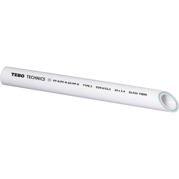 Труба TEBO PPR 50х8,3мм SDR6 армированная стекловолокном (4м) 030010406 Труба TEBO PPR 50х8,3мм SDR6 армированная стекловолокном (4м) 030010406