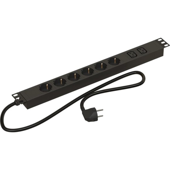 Блок розеток Hyperline SHE19-6SH-2IEC-2.5EU для 19 Блок розеток Hyperline SHE19-6SH-2IEC-2.5EU для 19