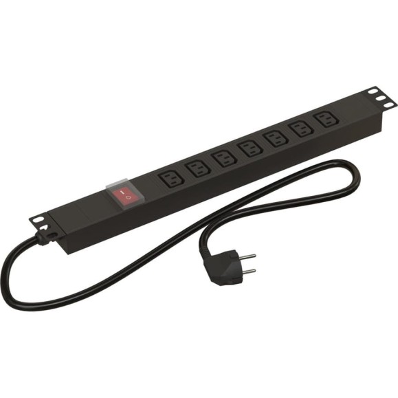 Блок розеток Hyperline SHE19-7IEC-S-2.5EU для 19 Блок розеток Hyperline SHE19-7IEC-S-2.5EU для 19