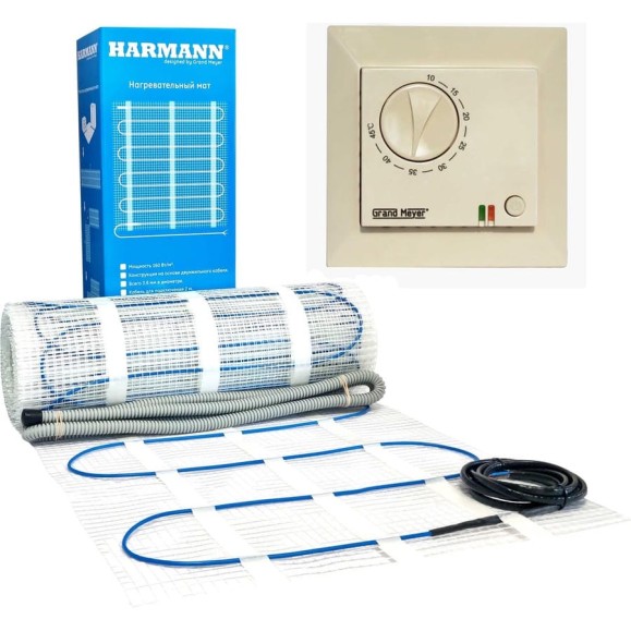 Комплект: w160-020 нагревательный мат, gm-109 терморегулятор крем Harmann W160-020(GM-109i) Комплект: w160-020 нагревательный мат, gm-109 терморегулятор крем Harmann W160-020(GM-109i)