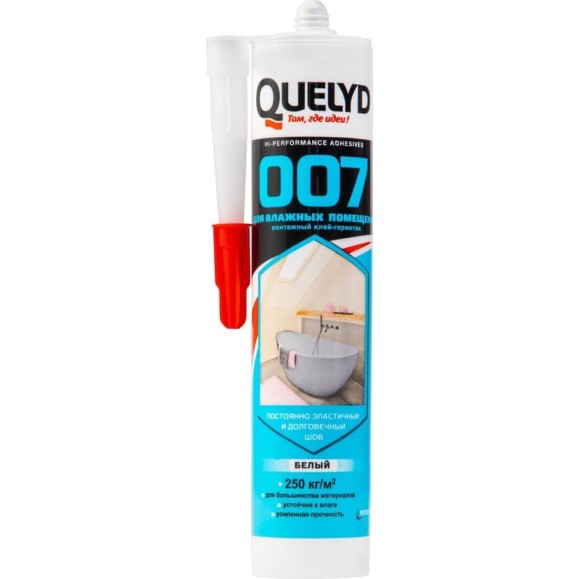 Клей-герметик для влажных помещений Quelyd 007 белый 400 г 202301102