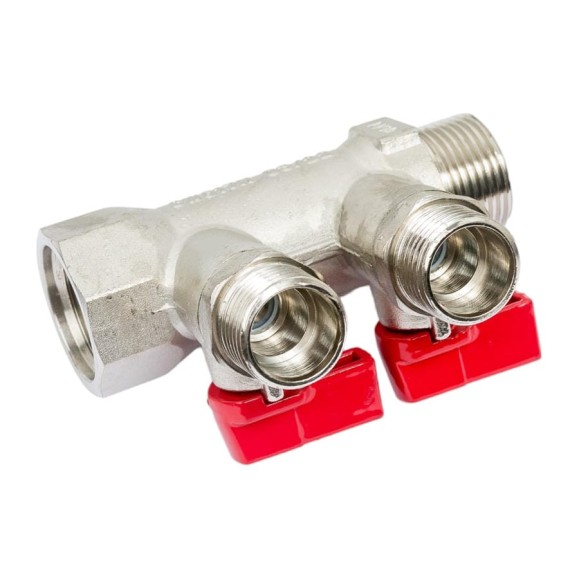Коллектор с кранами (3/4"; 2 х 1/2") Valtec VTc.580.N.0502 78042