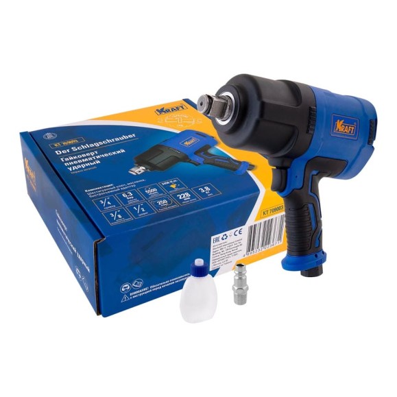 Пневматический ударный гайковерт KRAFT 3/4'' 2450 н.м. KT 709003 Пневматический ударный гайковерт KRAFT 3/4'' 2450 н.м. KT 709003