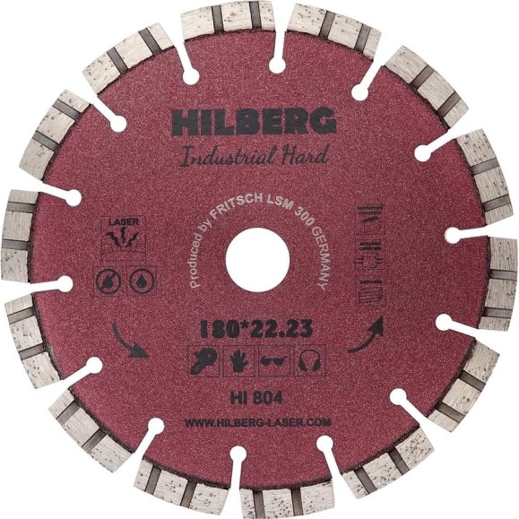 Диск алмазный отрезной Industrial Hard 180x22.23 мм Hilberg HI804 Диск алмазный отрезной Industrial Hard 180x22.23 мм Hilberg HI804