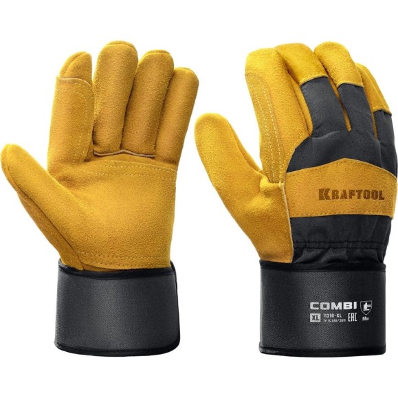 Комбинированные спилковые перчатки KRAFTOOL Combi XL 11310-XL Комбинированные спилковые перчатки KRAFTOOL Combi XL 11310-XL