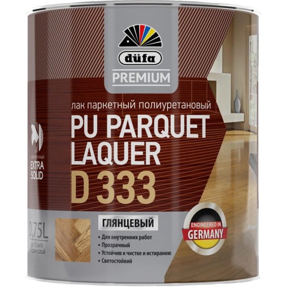 Лак Dufa Premium PU PARQUET LAQUER D333 полиуретановый, паркетный, глянцевый, 0.75 л МП00-011073