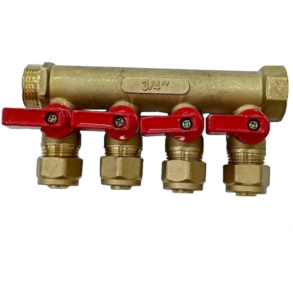 Коллектор для м/п труб 3/4x3/4x16x4 вых с кранами PROFLINE УТ-00036226 Коллектор для м/п труб 3/4x3/4x16x4 вых с кранами PROFLINE УТ-00036226