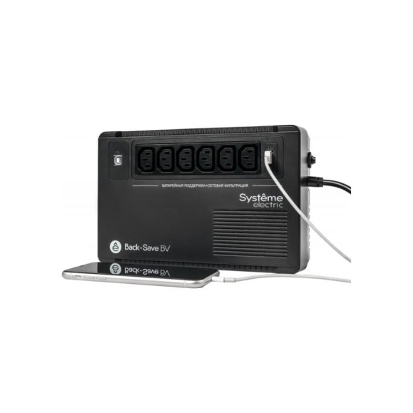 ИБП Systeme Electric Back-Save BV 800 ВА, автоматическая регулировка напряжения, 6 розеток С13, 230 В, 1 USB Type-A BVSE800I ИБП Systeme Electric Back-Save BV 800 ВА, автоматическая регулировка напряжения, 6 розеток С13, 230 В, 1 USB Type-A BVSE800I