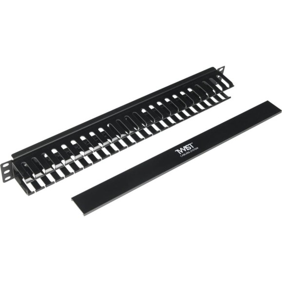 Кабельный органайзер Retic с крышкой 19’’ 1U металлический, с пластиковой крышкой, пластиковые кольца, черный MO-19-1U-PR-2H-TWCS Кабельный органайзер Retic с крышкой 19’’ 1U металлический, с пластиковой крышкой, пластиковые кольца, черный MO-19-1U-PR-2H-TWCS