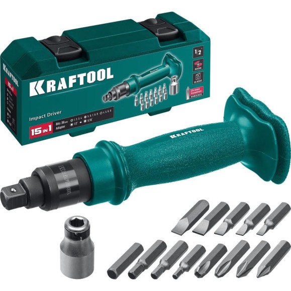 Отвертка KRAFTOOL ID-15 ударно-поворотная 15 предметов 25550-H10_z01 Отвертка KRAFTOOL ID-15 ударно-поворотная 15 предметов 25550-H10_z01