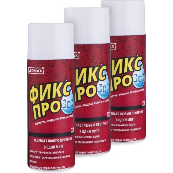 Жидкая резина Leomax Фикс Про 3 в 1, белый, 3 шт. 102640-06 Жидкая резина Leomax Фикс Про 3 в 1, белый, 3 шт. 102640-06