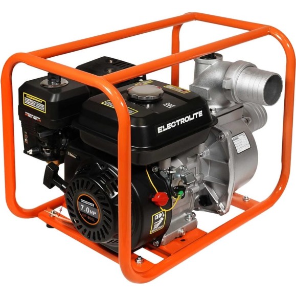 Мотопомпа Electrolite GP-80 EL (ШК) 7л.с., 80мм, 1300л/мин, глубина всасывания 8м., макс. напор 30м., вес 25кг 2382