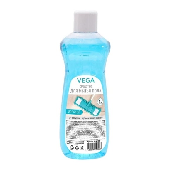 Средство для мытья пола Vega Морской, 1 л 314202 Средство для мытья пола Vega Морской, 1 л 314202