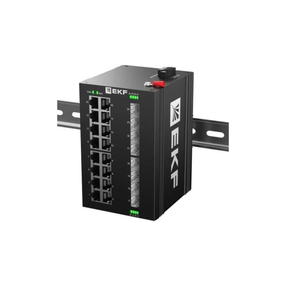 Промышленный неуправляемый коммутатор EKF U-8GX/SFP-16GT, 8 портов 1000Base-X SFP, 16 портов 10/100/1000Base-T(X) RJ45, монтаж на динрейку TSX TSX-U-8GX/SFP-16GT