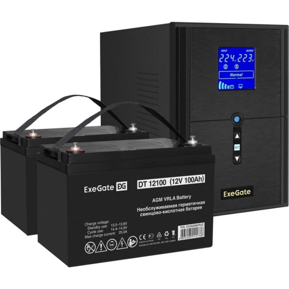 Комплект ИБП ExeGate EX295989RUS+батарея100Aч EX282985RUS 2 шт., инвертор, синус, для котла SineTowerSZ-2000.LCD.AVR.3SH.1C13.USB2000VA1600W, чистая синусоида, LCD дисплей, AVR 296850 Комплект ИБП ExeGate EX295989RUS+батарея100Aч EX282985RUS 2 шт., инвертор, синус, для котла SineTowerSZ-2000.LCD.AVR.3SH.1C13.USB2000VA1600W, чистая синусоида, LCD дисплей, AVR 296850