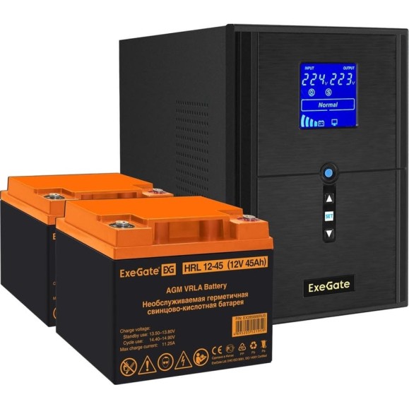 Комплект ИБП ExeGate EX295989RUS+батарея45Aч EX285666RUS 2 шт., инвертор, синус, для котла SineTowerSZ-2000.LCD.AVR.3SH.1C13.USB2000VA1600W, чистая синусоида, LCD дисплей, AVR 296841 Комплект ИБП ExeGate EX295989RUS+батарея45Aч EX285666RUS 2 шт., инвертор, синус, для котла SineTowerSZ-2000.LCD.AVR.3SH.1C13.USB2000VA1600W, чистая синусоида, LCD дисплей, AVR 296841