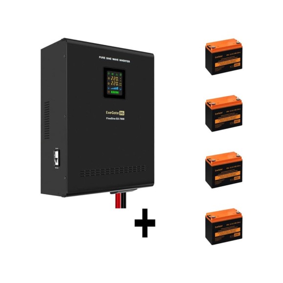 Комплект ИБП ExeGate EX296005RUS+батарея 33Aч EX285664RUS4 штинвертор, синус, для котла, настенный FineSineSX-7000.LCD.AVR.2SH.T7000VA5000W, чистая синусоида, цветной LCD-диспле 296680 Комплект ИБП ExeGate EX296005RUS+батарея 33Aч EX285664RUS4 штинвертор, синус, для котла, настенный FineSineSX-7000.LCD.AVR.2SH.T7000VA5000W, чистая синусоида, цветной LCD-диспле 296680