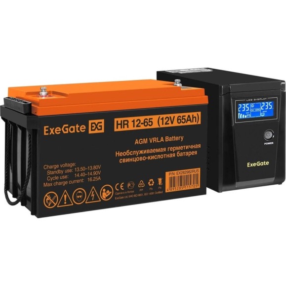 Комплект ИБП ExeGate EX295986RUS + батарея 65Aч EX282982RUS 1шт инвертор, синус, для котла SineTower SZ-600.LCD.AVR.1SH 600VA 360W, чистая синусоида, LCD дисплей, AVR, 1 296776 Комплект ИБП ExeGate EX295986RUS + батарея 65Aч EX282982RUS 1шт инвертор, синус, для котла SineTower SZ-600.LCD.AVR.1SH 600VA 360W, чистая синусоида, LCD дисплей, AVR, 1 296776