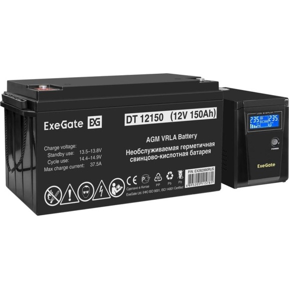 Комплект ИБП ExeGate EX295986RUS + батарея 150Aч EX282990RUS 1шт инвертор, синус, для котла SineTower SZ-600.LCD.AVR.1SH 600VA 360W, чистая синусоида, LCD дисплей, AVR, 296786 Комплект ИБП ExeGate EX295986RUS + батарея 150Aч EX282990RUS 1шт инвертор, синус, для котла SineTower SZ-600.LCD.AVR.1SH 600VA 360W, чистая синусоида, LCD дисплей, AVR, 296786