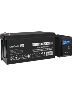 Комплект ИБП ExeGate EX295986RUS + батарея 200Aч EX282991RUS 1шт инвертор, синус, для котла SineTower SZ-600.LCD.AVR.1SH 600VA 360W, чистая синусоида, LCD дисплей, AVR, 296788