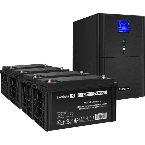 Комплект ИБП ExeGate EX295990RUS+батарея120AчEX282988RUS4шт. инвертор, синус, для котлаSineTowerSZ-3000.LCD.AVR.3SH.1C13.RJ.USB3000VA2400W, чистая синусоида, LCDдисплей, AVR, 3*Schuk 296875 Комплект ИБП ExeGate EX295990RUS+батарея120AчEX282988RUS4шт. инвертор, синус, для котлаSineTowerSZ-3000.LCD.AVR.3SH.1C13.RJ.USB3000VA2400W, чистая синусоида, LCDдисплей, AVR, 3*Schuk 296875
