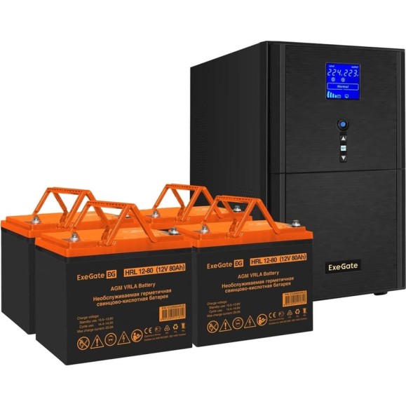 Комплект ИБП ExeGate EX295990RUS+батарея80AчEX285654RUS4шт. инвертор, синус, для котлаSineTowerSZ-3000.LCD.AVR.3SH.1C13.RJ.USB3000VA2400W, чистая синусоида, LCDдисплей, AVR, 3*Schuko 296871 Комплект ИБП ExeGate EX295990RUS+батарея80AчEX285654RUS4шт. инвертор, синус, для котлаSineTowerSZ-3000.LCD.AVR.3SH.1C13.RJ.USB3000VA2400W, чистая синусоида, LCDдисплей, AVR, 3*Schuko 296871