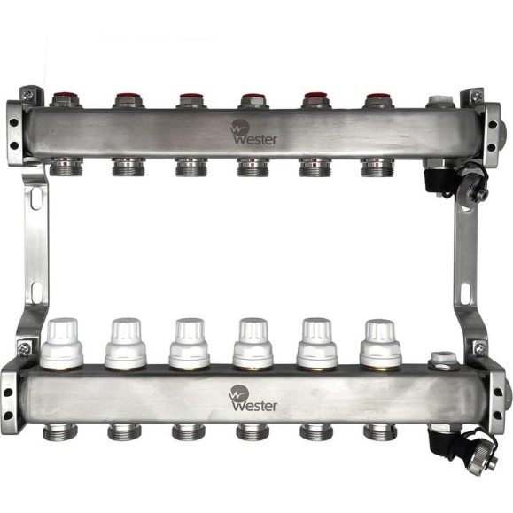 Коллектор нерж. Wester MUVS 1"-3/4 в сборе на 6 выходов 0-32-1608 Коллектор нерж. Wester MUVS 1"-3/4 в сборе на 6 выходов 0-32-1608
