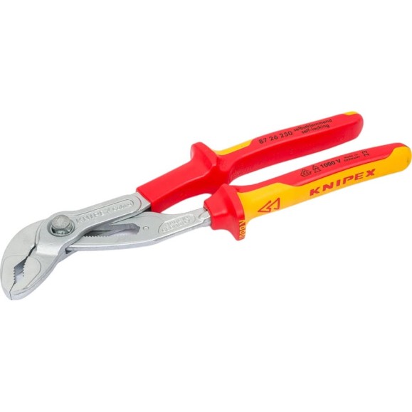 Переставные клещи Knipex Cobra, VDE, 50 мм (2"), 250 мм, хром, 2К ручки, KN-8726250SB Переставные клещи Knipex Cobra, VDE, 50 мм (2"), 250 мм, хром, 2К ручки, KN-8726250SB