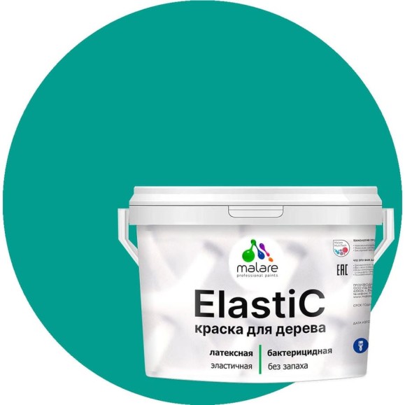 Краска MALARE Elastic для деревянных поверхностей, универсальная,с антисептическим эффектом, матовая, персидский зеленый, 10 кг. КЭЛСТАПЕЗМ1000 Краска MALARE Elastic для деревянных поверхностей, универсальная,с антисептическим эффектом, матовая, персидский зеленый, 10 кг. КЭЛСТАПЕЗМ1000