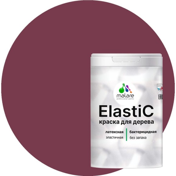 Краска MALARE Elastic для деревянных поверхностей, универсальная,с антисептическим эффектом, матовая, византия, 2 кг. КЭЛСТАВИЗМ0200 Краска MALARE Elastic для деревянных поверхностей, универсальная,с антисептическим эффектом, матовая, византия, 2 кг. КЭЛСТАВИЗМ0200