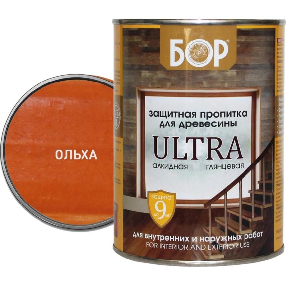 Защитная пропитка для дерева Бор Ultra для наружных работ, ольха 2,7 кг 4690417079681 Защитная пропитка для дерева Бор Ultra для наружных работ, ольха 2,7 кг 4690417079681