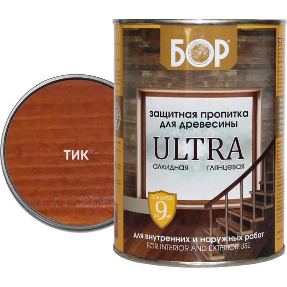 Защитная пропитка для дерева Бор Ultra для наружных работ, тик 2,7 кг 4690417079629 Защитная пропитка для дерева Бор Ultra для наружных работ, тик 2,7 кг 4690417079629