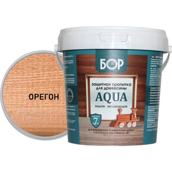 Защитная пропитка для дерева Бор Aqua для наружных работ, орегон 9 кг 4690417079971