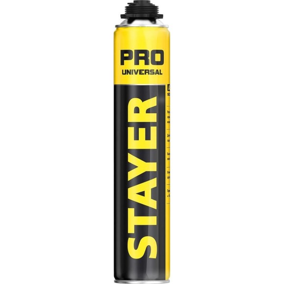 Монтажная пена STAYER Professional всесезонная, для монтажного пистолета, выход до 35 л, 750 мл 41135 Монтажная пена STAYER Professional всесезонная, для монтажного пистолета, выход до 35 л, 750 мл 41135