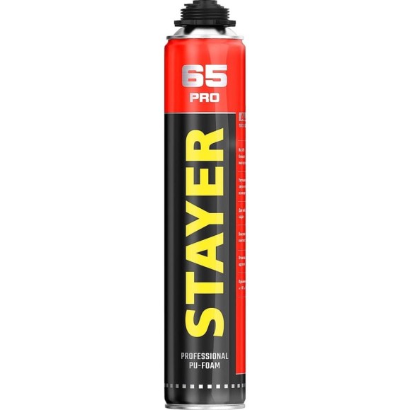 Монтажная пена STAYER Professional LOW EXPANSION с низким вторичным расширением, пистолетная, выход до 65 л, всесезонная, 800 мл 41137 Монтажная пена STAYER Professional LOW EXPANSION с низким вторичным расширением, пистолетная, выход до 65 л, всесезонная, 800 мл 41137